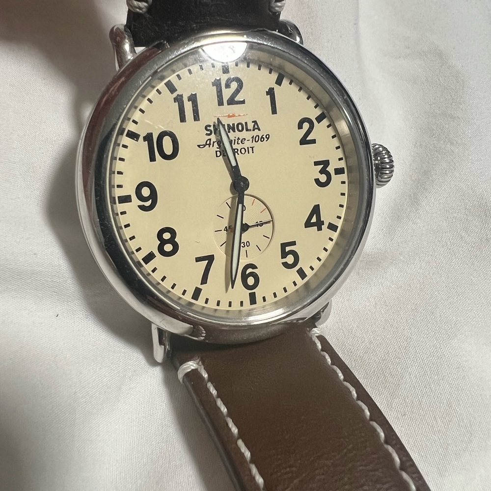 Shinola Stainless Steel Watch with Brown Leather Strap - Picture 1 of 6
